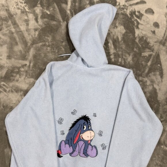Vintage Y2K Disney Winnie the Pooh EEYORE Full-Zip Fleece Hoodie Size L - Picture 2 of 5
